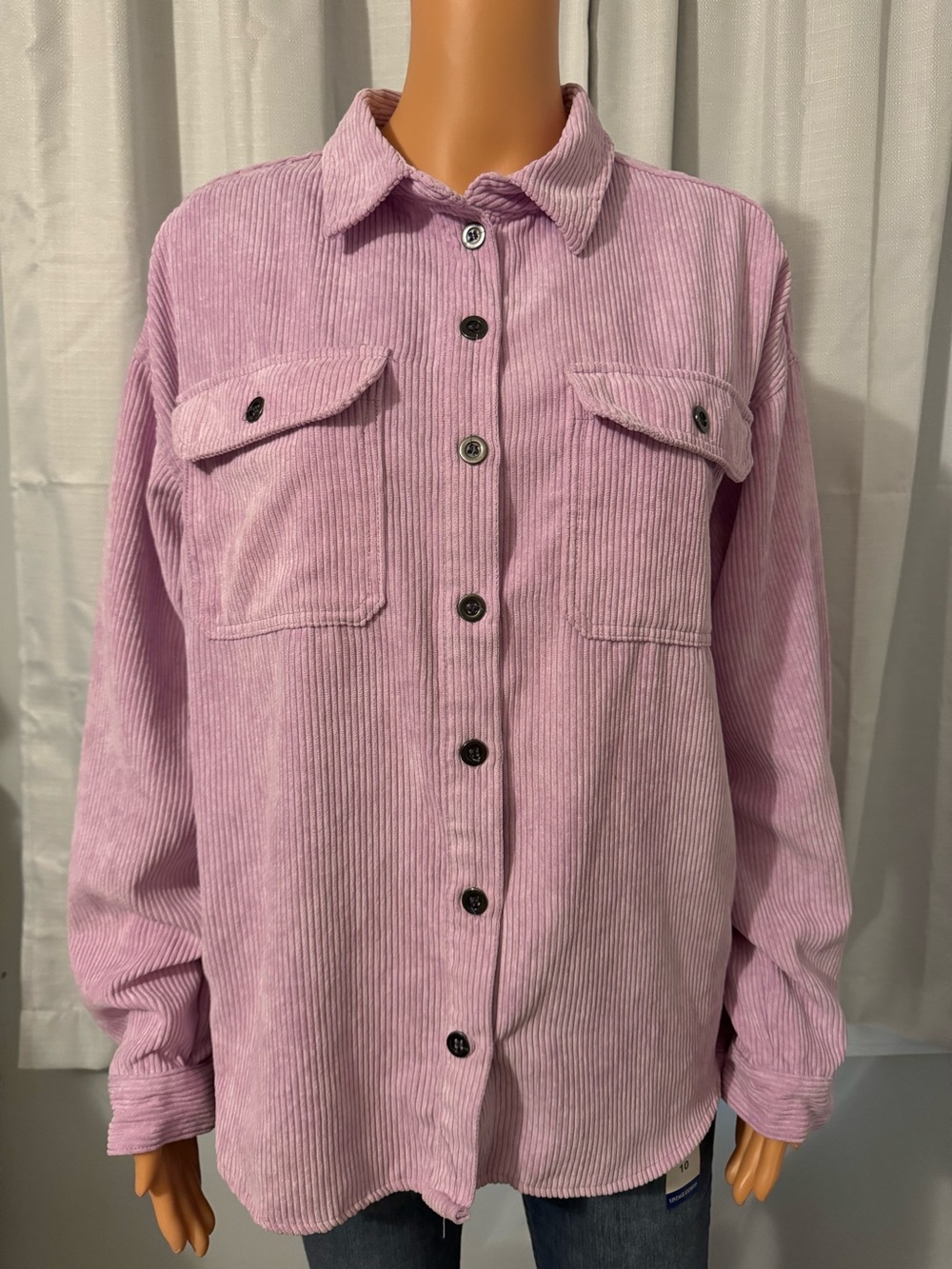 Great Velvet Heart size L light purple corduroy long sleeve button up shirt